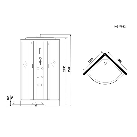 Душевая кабина Niagara Ultra 120x120 NG-7012-01 с гидромассажем Душевая кабина Niagara Ultra 120x120 NG-7012-01 с гидромассажем