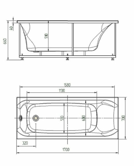 Акриловая ванна Aquatek Альфа 170х70 ALF170-0000062 без гидромассажа без панелей с каркасом (разборный) со слив-переливом Акриловая ванна Aquatek Альфа 170х70 ALF170-0000062 без гидромассажа без панелей с каркасом (разборный) со слив-переливом