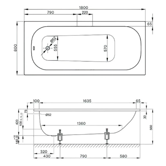 Стальная ванна Bette Form 180x80 2950-000 AD, AS с шумоизоляцией и антискользящим покрытием Стальная ванна Bette Form 180x80 2950-000 AD, AS с шумоизоляцией и антискользящим покрытием