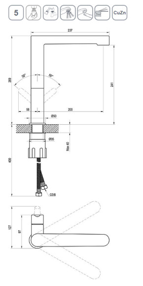 Смеситель для кухни Ravak Puri PU 016.20 X070183 Черный матовый Смеситель для кухни Ravak Puri PU 016.20 X070183 Черный матовый
