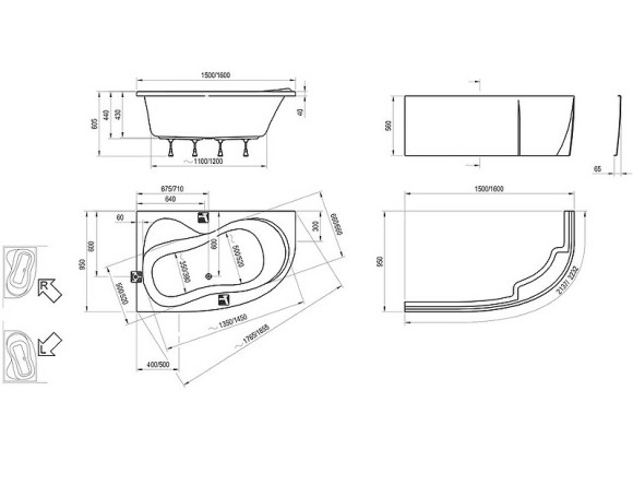 Акриловая ванна Ravak Rosa II 150x95 L C551000000 без гидромассажа
