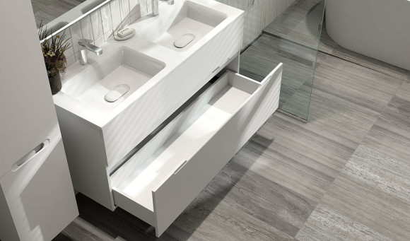 Тумба под раковину Jorno Modul 120 Mоl.01.122/P/W подвесная Белый глянец