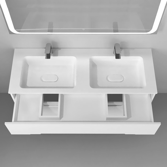 Тумба под раковину Jorno Modul 120 Mоl.01.122/P/W подвесная Белый глянец