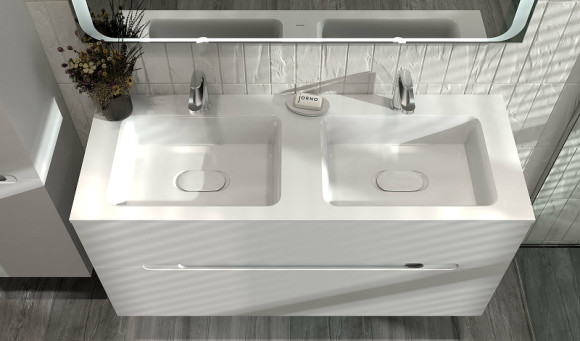 Тумба под раковину Jorno Modul 120 Mоl.01.122/P/W подвесная Белый глянец