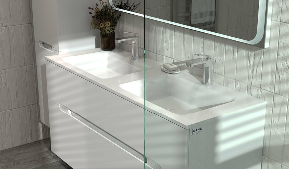 Тумба под раковину Jorno Modul 120 Mоl.01.122/P/W подвесная Белый глянец