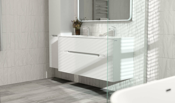 Тумба под раковину Jorno Modul 120 Mоl.01.122/P/W подвесная Белый глянец