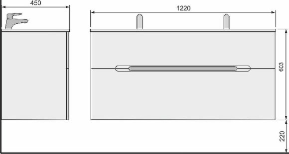 Тумба под раковину Jorno Modul 120 Mоl.01.122/P/W подвесная Белый глянец