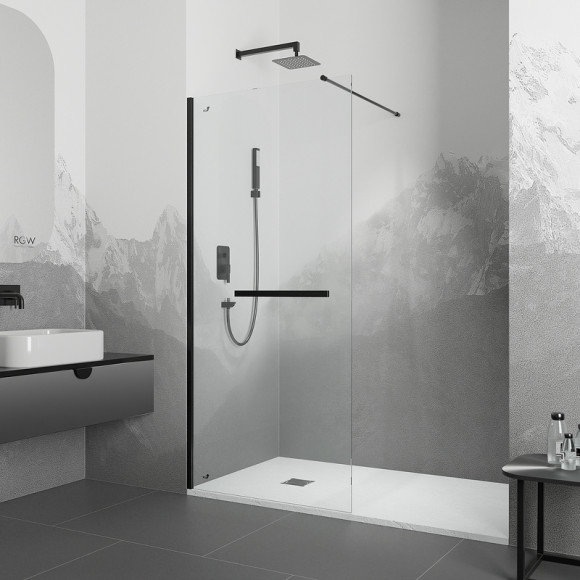 Душевая перегородка RGW Walk In WA-041B 120 35104012-14 профиль Черный стекло прозрачное Душевая перегородка RGW Walk In WA-041B 120 35104012-14 профиль Черный стекло прозрачное