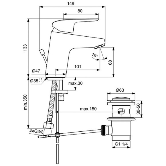 Смеситель для раковины Ideal Standard Ceraflex B1707AA Хром Смеситель для раковины Ideal Standard Ceraflex B1707AA Хром