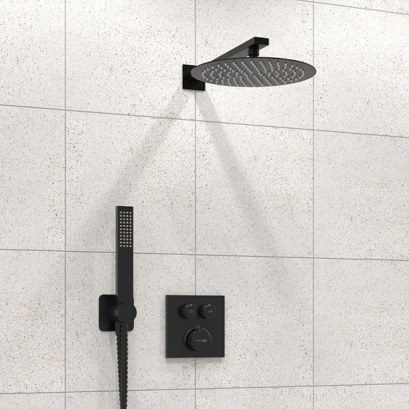Душевая система WasserKRAFT Elbe A7448.219.258.302.240.218 Thermo с термостатом Черная матовая