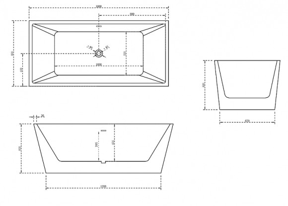 Акриловая ванна Abber AB9224 160x80 без гидромассажа Акриловая ванна Abber AB9224 160x80 без гидромассажа