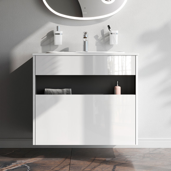 Тумба под раковину AM.PM Func 80 M8FFUX0801WG подвесная Белая глянцевая Тумба под раковину AM.PM Func 80 M8FFUX0801WG подвесная Белая глянцевая