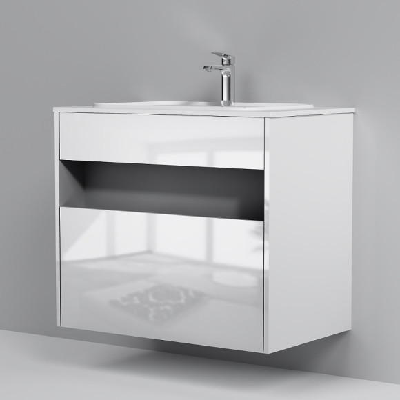 Тумба под раковину AM.PM Func 80 M8FFUX0801WG подвесная Белая глянцевая Тумба под раковину AM.PM Func 80 M8FFUX0801WG подвесная Белая глянцевая