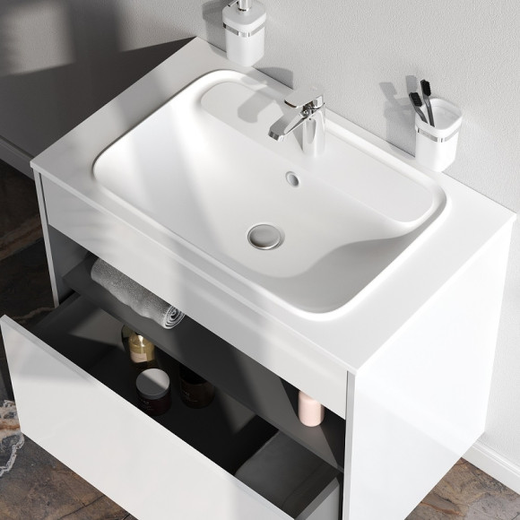 Тумба под раковину AM.PM Func 80 M8FFUX0801WG подвесная Белая глянцевая Тумба под раковину AM.PM Func 80 M8FFUX0801WG подвесная Белая глянцевая