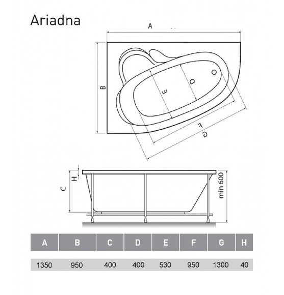Акриловая ванна Relisan Ariadna 135x95 L Гл000001460 без гидромассажа Акриловая ванна Relisan Ariadna 135x95 L Гл000001460 без гидромассажа