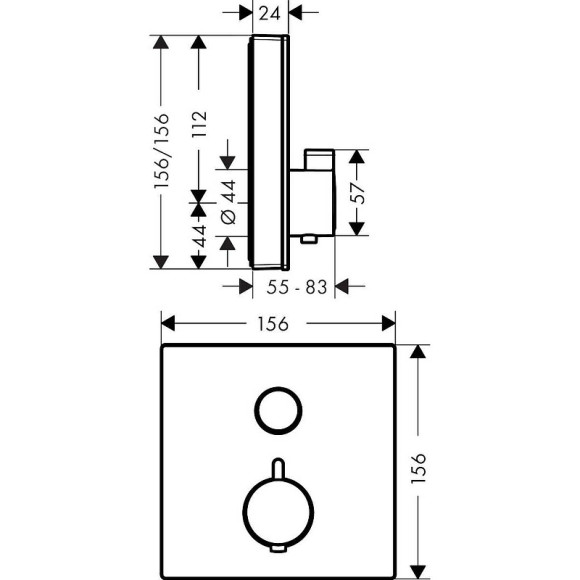Смеситель для душа Hansgrohe ShowerSelect 15737600 с термостатом Черный Хром