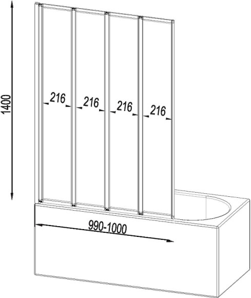Шторка на ванну AM.PM Like 100 W80BS-100-140CT профиль Хром стекло прозрачное Шторка на ванну AM.PM Like 100 W80BS-100-140CT профиль Хром стекло прозрачное