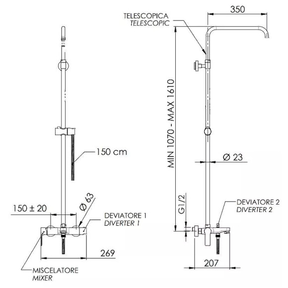 Душевая система Remer Energy EY34ASSDDO Золото глянцевое Душевая система Remer Energy EY34ASSDDO Золото глянцевое