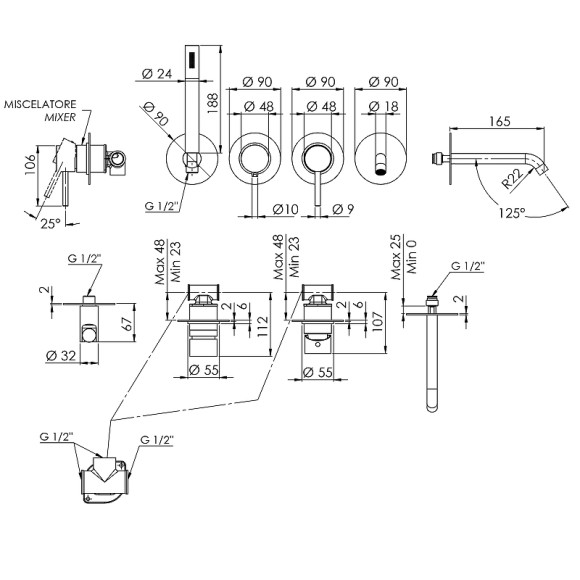 Смеситель для ванны Remer X-Style X96S03ROXXRL Медь Смеситель для ванны Remer X-Style X96S03ROXXRL Медь
