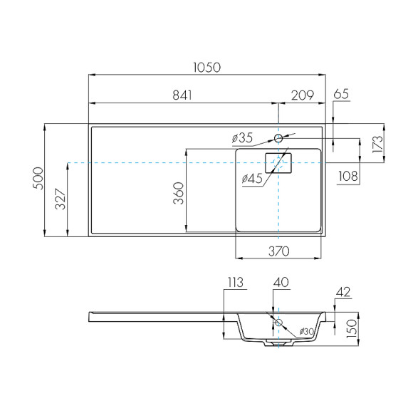 Раковина Aquaton Лондри 105 R 1A72223KLH010 с местом под стиральную машину Белая