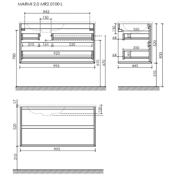 Тумба под раковину Sancos Marmi 2.0 100 L MR2.0100LEG подвесная Дуб галифакс натуральный Тумба под раковину Sancos Marmi 2.0 100 L MR2.0100LEG подвесная Дуб галифакс натуральный