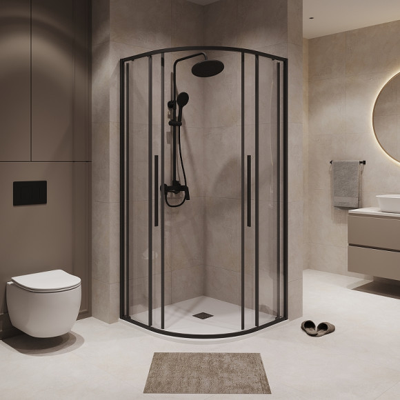 Душевой уголок Niagara Nova 80х80 NG-6825-34BLACK профиль Черный матовый стекло прозрачное Душевой уголок Niagara Nova 80х80 NG-6825-34BLACK профиль Черный матовый стекло прозрачное
