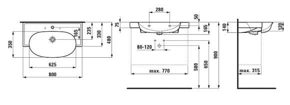 Раковина Laufen The New Classic 80 8.1385.5.000.104.1 Белая
