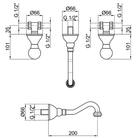 Смеситель для раковины Webert Karenina KA750404010 Золото
