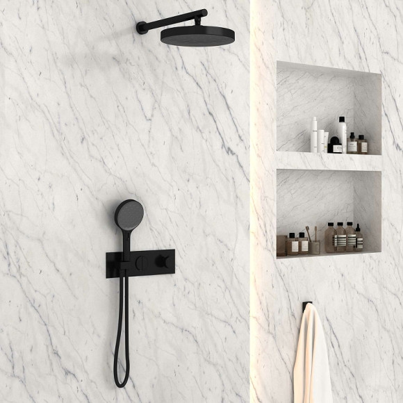 Душевая система Vincea Inspire VSFW-422TI2MB с термостатом Черная матовая