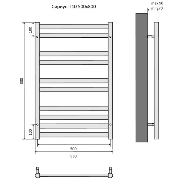 Водяной полотенцесушитель Aquatek Сириус П10 500x800 AQ DP1080CH Хром Водяной полотенцесушитель Aquatek Сириус П10 500x800 AQ DP1080CH Хром