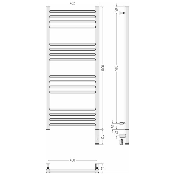 Электрический полотенцесушитель Сунержа Богема 3.0 прямая 1000x400 R 31-5805-1040 Черный матовый Электрический полотенцесушитель Сунержа Богема 3.0 прямая 1000x400 R 31-5805-1040 Черный матовый