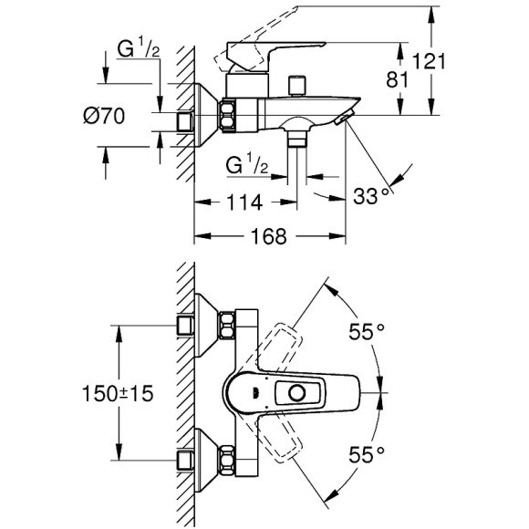 Смеситель для ванны Grohe BauLoop 23602001 Хром Смеситель для ванны Grohe BauLoop 23602001 Хром