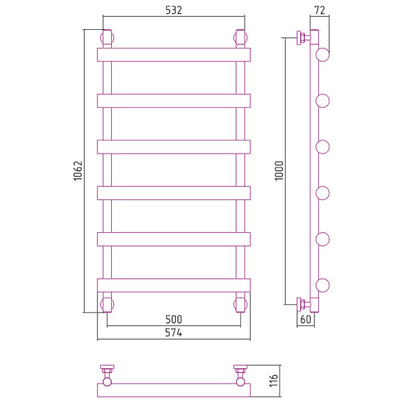 Водяной полотенцесушитель Сунержа Атлант 1000x500 17-0226-1050 Черный Водяной полотенцесушитель Сунержа Атлант 1000x500 17-0226-1050 Черный