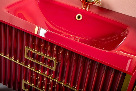 Тумба под раковину Boheme Armadi Art Monaco 80 866-080-RG Бордо глянец Золото