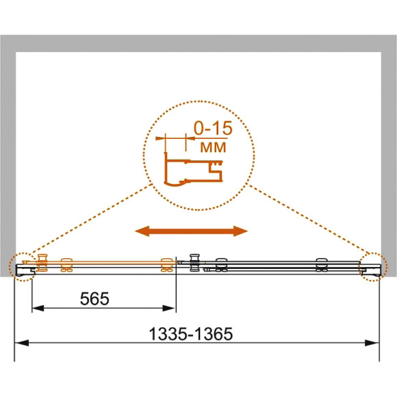 Душевая дверь Cezares Pratico 135 PRATICO-BF-1-135-C-Cr профиль Хром стекло прозрачное