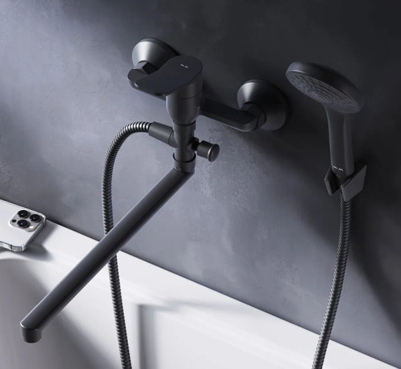 Смеситель для ванны AM.PM X-Joy F85A90122 универсальный Черный матовый Смеситель для ванны AM.PM X-Joy F85A90122 универсальный Черный матовый