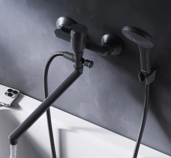 Смеситель для ванны AM.PM X-Joy F85A90122 универсальный Черный матовый Смеситель для ванны AM.PM X-Joy F85A90122 универсальный Черный матовый