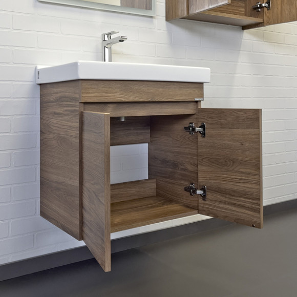 Тумба с раковиной Comforty Осло 60 00-00011149 подвесная Дуб темно-коричневый