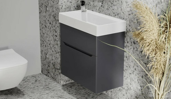 Тумба под раковину Jorno Folk 65 Folk.01.65/P/A/JR подвесная Антрацит