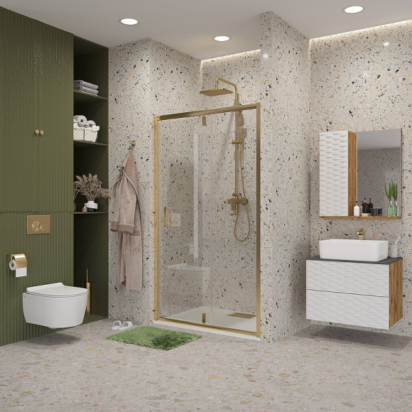 Душевая дверь Niagara Nova 110 NG-43-11AG профиль Холодное золото стекло прозрачное Душевая дверь Niagara Nova 110 NG-43-11AG профиль Холодное золото стекло прозрачное