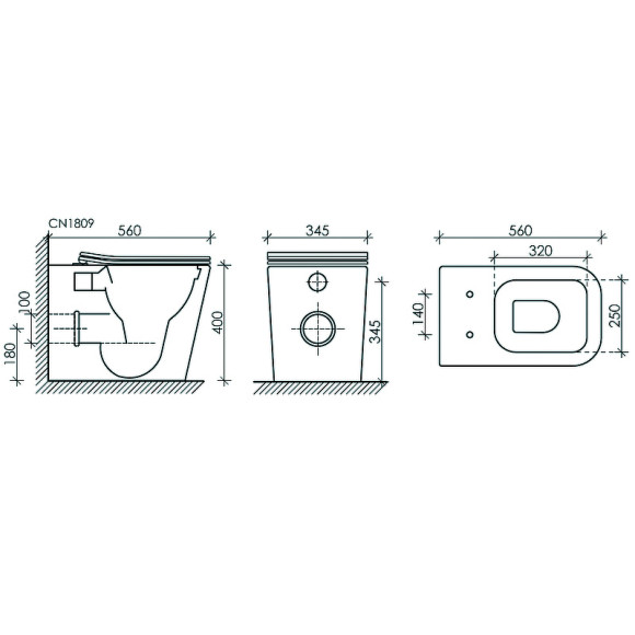 Унитаз Ceramicanova Cubic CN1809 приставной с сиденьем Микролифт Унитаз Ceramicanova Cubic CN1809 приставной с сиденьем Микролифт