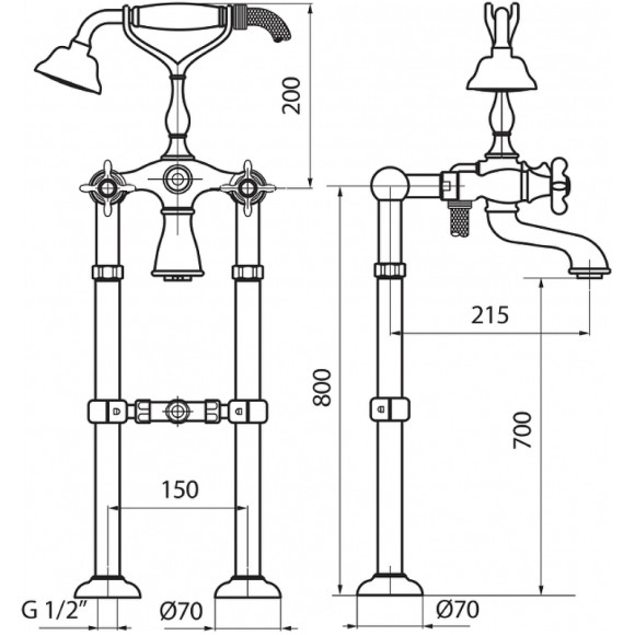 Смеситель для ванны Webert Ottocento OT720801065 Бронза Смеситель для ванны Webert Ottocento OT720801065 Бронза