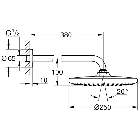 Верхний душ Grohe Tempesta 250 Cube 26663000 Хром Верхний душ Grohe Tempesta 250 Cube 26663000 Хром