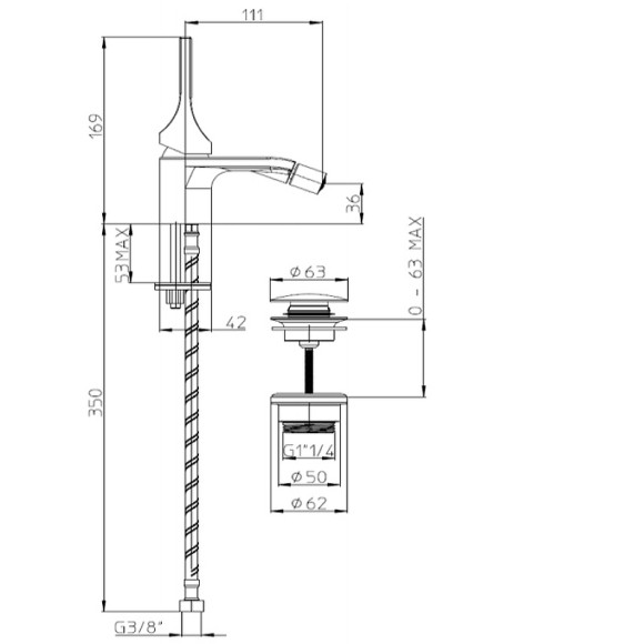 Смеситель для биде Bossini Apice E89601.073 Черный матовый Смеситель для биде Bossini Apice E89601.073 Черный матовый