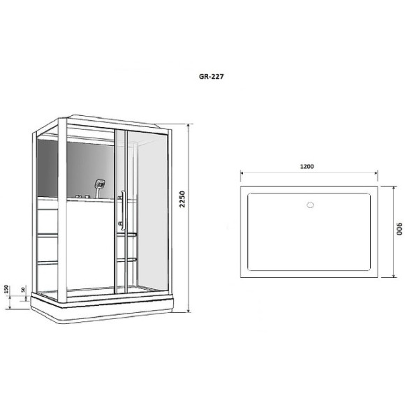 Душевая кабина Grossman 120x90 GR227L с гидромассажем Душевая кабина Grossman 120x90 GR227L с гидромассажем