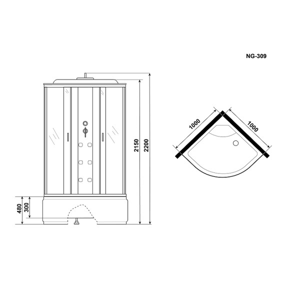 Душевая кабина Niagara Ultra 100x100 NG-309-01 с гидромассажем Душевая кабина Niagara Ultra 100x100 NG-309-01 с гидромассажем