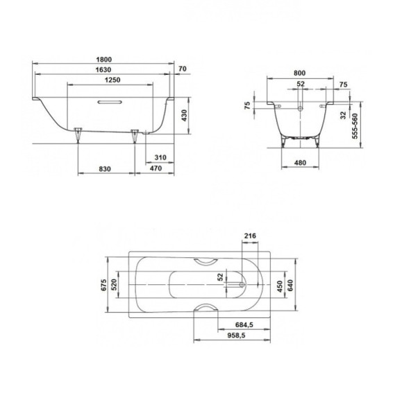 Стальная ванна Kaldewei Saniform Plus 375-1 180x80 112800010001 без покрытия Стальная ванна Kaldewei Saniform Plus 375-1 180x80 112800010001 без покрытия