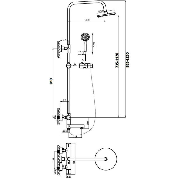 Душевая система Agger Thermo A2461100 Хром