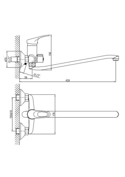 Смеситель для ванны Haiba HB2213-1 универсальный Хром матовый