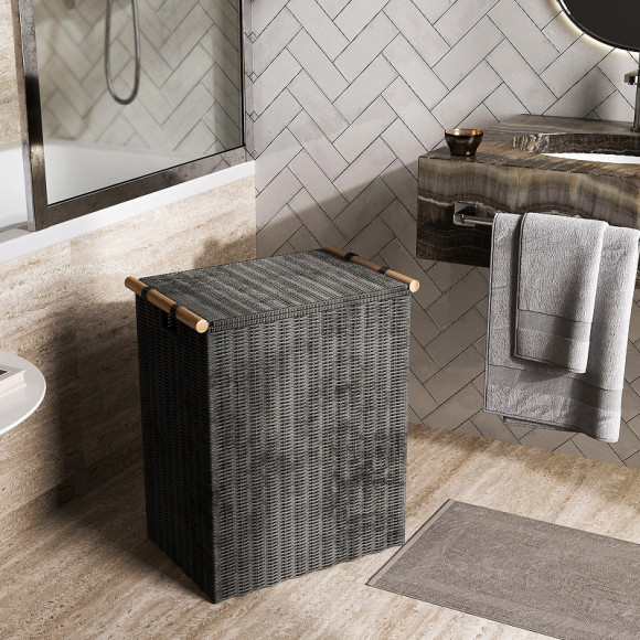 Корзина для белья WasserKRAFT Gollach WB-330-L с крышкой Серая